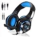 Produktbild Gaming Headset für New Xbox One PS4 PC, Beexcellent 3.5mm Surround Sound Stereo Over-Ear Kopfhörer Audio Musick Ohrhörer mit Mikrofon und LED-Licht für PS4 PC Computer Laptop Handy Tablet iPhone iPad, Headset-Splitter - Blau