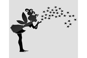 Uhat 3D Acrylic Mirror Wall Stickers Fairy Stars Self-Adhesive Mural Decals Wallpaper DIY Kids Bedroom Deco (Black)