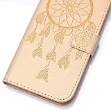 TOYYM Tasche Hülle für Samsung Galaxy A5 2016,Flip Schutzhülle Zubehör PU Leder Handytasche 3D Gold Traumfänger Muster Design im Bookstyle mit Ständerfunktion[Stand Feature] Kartenfächer für Samsung Galaxy A5 2016/A510 Leder Cover - 5