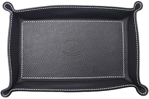 FrasiBags Svuotatasche in Vera Pelle Made in Italy, Vassoio Portaoggetti Ingresso, Svuota Tasche da Ingresso, Svuotatasche Design Moderno in Pelle Rettangolare Grande (Nero)