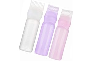 POFET 3 szt. butelka z aplikatorem grzebienia, grzebień do butelek ze skalą do farbowania włosów i pielęgnacji skóry głowy niezbędna