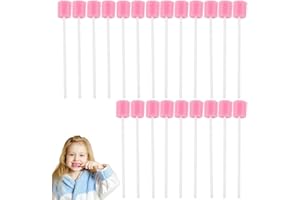 HABNI Tooth Mousse - 100 Éponges Dentaires Stériles Pour Soins Bucco-Dentaires, Éponge De Nettoyage Buccal, 10 Cm De Long, Rose En Forme De Fleur.