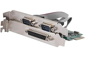 DIYEENI Dual-Serial 2 Port + 1 Parallel Port PCI Express Card, PCIe Serial Port, Parallel Port Combo Card PCI Express Card Compatible with 16C450/16C550 UART