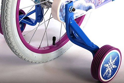 Girl bicycle Disney Frozen 16 inch 4 5 6 years old with removable training wheels, doll seat and basket blue