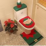Ruikey Christmas Fairy Toilet Set Funda de asiento y alfombra y caja de tejidos Cubierta Decoraciones de Navidad regalo