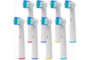 8 Pack Toothbrush Heads for Oral-B Braun Electric Toothbrushes, Family Pack, Precision Clean Replacement Toothbrush Head by Dentia