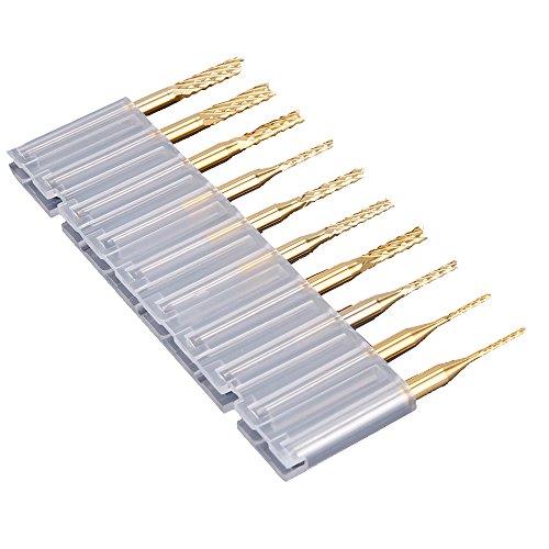 10 Stücke 3,175mm Schaftdurchmesser 1,0 1,5 2,0 2,5 3,0 mm Schneidendurchmesser CNC-Fräser Bit Titanium-Beschichtung - 2