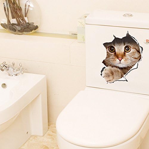 New Creative 3D broken wall kitten decorative toilet toilet paste environmentally friendly removable self-adhesive wall stickers