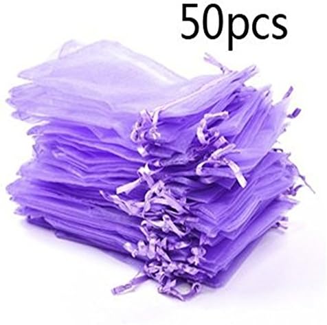 50pcs 13*18cm Purple color Organza Drawstring Gift Bag Pouch Wrap jewelry bags