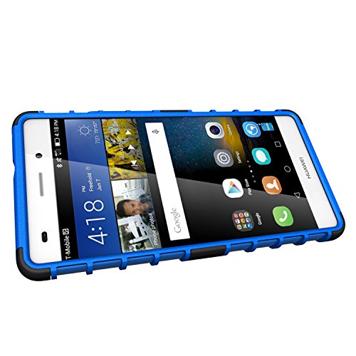 Funda Huawei P9 lite Pegoo El Soporte Incorporado A Prueba de golpes Anti-Ara  azos y Polvo Mezcla Doble Capa Armadura Proteccion Cover Case Caso Funda C  scara Caja para Huawei P9 lite  Azul 