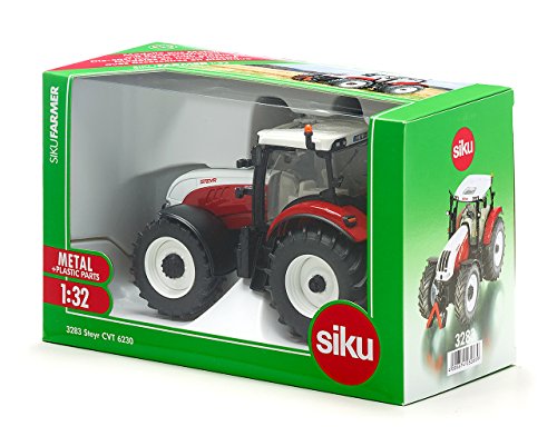 Siku 3283, Steyr 6230 CVT Traktor, 1:32, Metall/Kunststoff, Abnehmbare Fahrerkabine, Rot/Weiß - 8