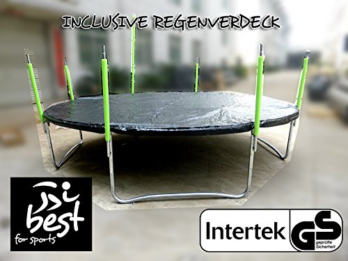 Best For Sports Trampolin mit TÜV Intertek und GS Zertifikat 4 Größen zur Auswahl cm mit Sicherheitsnetz, Leiter, REGENABDECKUNG mit ANKER KIT , BIS 180 KG! - 5