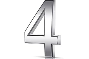 QUEEKAY 3 Inch 3D Mailbox Numbers Self Adhesive House Door Numbers Waterproof Address Numbers Door Street Number Stickers for House Mailbox Apartment Hotel Door Room, Silver (4)