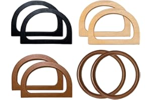 Kellegour 8PCS Anses pour Sac à Main DIY - Poignées en Forme de D et Bois Rond pour Bricolage - Accessoires pour Portefeuille et Sacs - 2 Styles