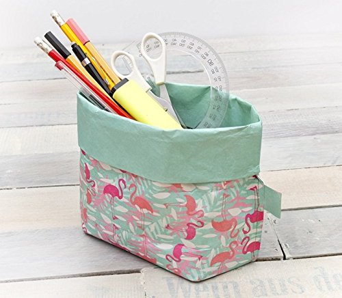 Preisvergleich Produktbild Paprcuts Krimskrams Körbchen - Flamingo: reißfest, wasserfest, recyclebar