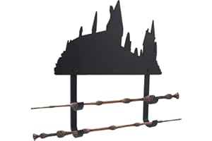 BIGGUN 2-Tier Wall-mounted Wand Display Stand - Wooden Magic Wands Holder, Wizard Wand Display Stand, Equipped with Mounting Screws and Nails for Hanging Wand Dagger Knife - Black