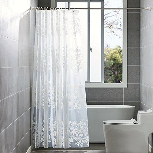 ShowPower Rideau de douche semi transparent imperméable et anti-moisissure en plastique PEVA Fleurs Blanches 300 x 200 cm