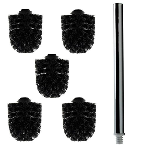 5x Ersatz Bürstenkopf schwarz + Griff 26 cm / Austausch Toilettenbürste / Klobürste