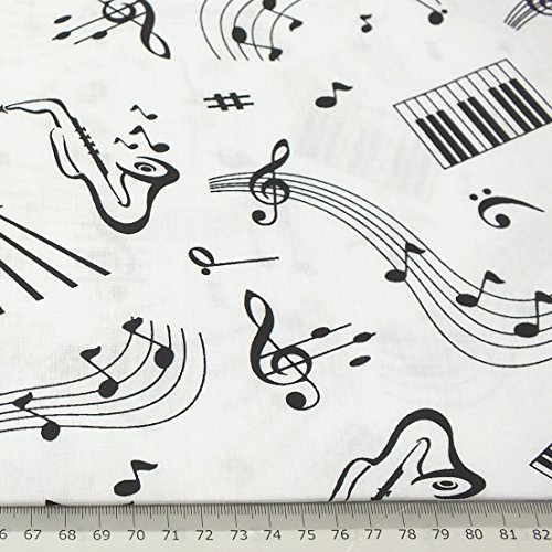 Erstklassiger Baumwollstoff 0,5lfm, 100% Baumwolle, modische Muster, Breite 160cm – Musik - 5