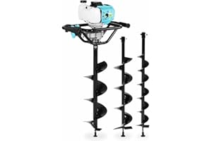 Hillvert HT-EA-500 Tarière thermique Tarière thermique professionnelle Tarière à essence (Moteur à essence, Puissance : 2,1 kW (2,9 PS), Diamètre des têtes de forage : 100, 150, 200 mm)