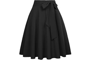 Belle Poque 50s Style Pleated Swing Skirt for Tea Party Cocktail with Pockets GF560