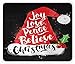 Produktbild SHAQ Santa Mouse Pad Mauspads, Xmas Hat with Lettering Joy Love Peace Believe Watercolor Drawing Style Vintage, Standard Size Rectangle Non-Slip Rubber Mousepad, Black Red White