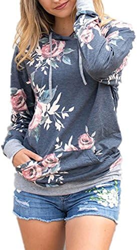 LANMWORN Women’s Floral Printed Casual Long Sleeve Hoodie Sweater,Autumn Hedging Pullover Sweatshirts T-Shirt Top