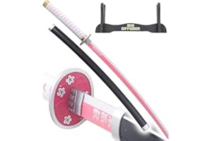 RKS DIFFUSION Kimetsu No Yaina Katana en Bois Sabre Kanao Tsuyuri Epee Cosplay Demon Decoration + Presentoir en Bois Inclus