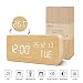 Produktbild FIBISONIC LED Holz Wecker Modern Tischuhr Klein Standuhr Datum/Temperatur/Wochentag Anzeige Digital Wecker