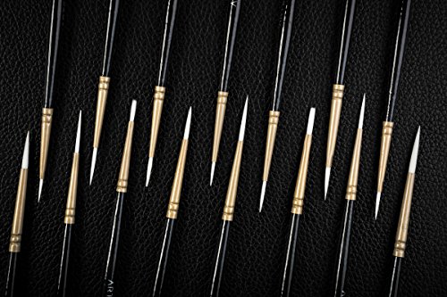 Pinsel-Set 15-teilig, Künstler-Qualität, handgefertigt, ideal für Detailarbeiten, feine Linien, Schattierungen und Besonderere Strukturen auf allen Medien - 4