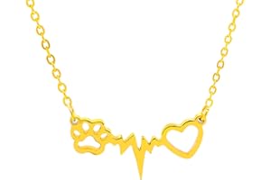 Only faith Collar de gatos para mujer Acero Inoxidable huellas patas mascota. Con caja de regalo. Regalo para amantes de mascotas Perro y Gatos