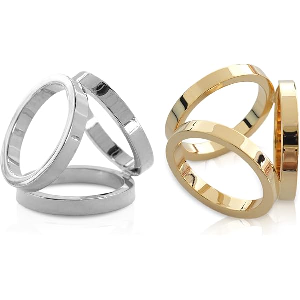 2 Fermasciarpa A Triplo Anello – Oro E Argento – Diametro 2,5 Cm – Per Sciarpe, Foulard E Abbigliamento