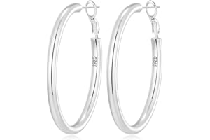 MOROTOLE Argento Sterling Post Orecchini a cerchio spessi per le donne - 14k cerchi placcati oro leggero ipoallergenico tubo cavo Chunky Orecchini a cerchio oro e argento 30mm/40mm/50mm
