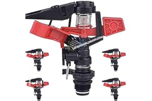 Suinga Pack 5 Aspersor de Riego Agricola Regulable | Aspersor Circular y Sectorial 1/2'' | Sistema de riego de Césped por Impulso 8 a 13 m