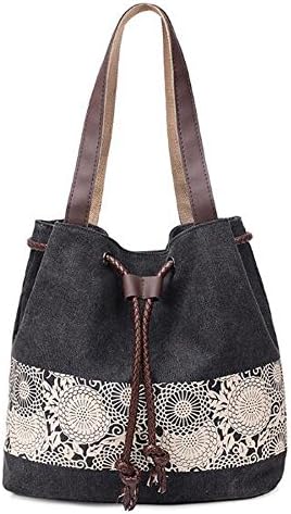 Ladies Canvas Handbag Shoulder Bag Bulk Canvas Shoulder Bag Hobo Bags for School Office Travel Shopping Black