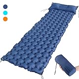 Eastshining Matelas de Camping Gonflable Portable, Coussin d'air Ultraléger en Nylon 40D, Tapis de Couchage Gonflable Imperméable avec Oreiller pour Randonnée, Camping, Plage, Tente, Sac de Couchage