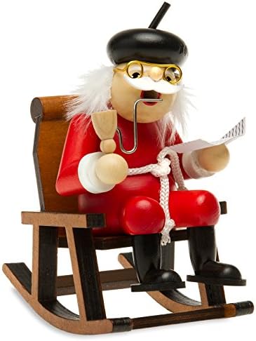 SIKORA RM-F Series F Christmas Wooden Incense Smoker Grandad or Grandma on Rocking Chair, Color/Style:F02 red - grandpa on rocking chair, Size:Height 6.5 in (16.5 in)