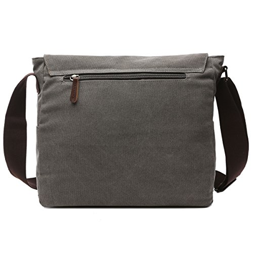 BAOSHA MS-08 Canvas Umh  ngetasche Schultertasche 15 Zoll Computer Laptop Tasche Crossbody Messenger Bag f  r Arbeit Uni Reise Sport  Grau 