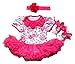 TANZKY® Baby Girls' Pink Roses Princess Short Sleeve Tutu Dress 3Pcs Headband Shoes Dress(3~6months)