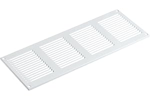 STEINBERG14 Blanco 400x150 mm Rejilla de Ventilacion con Mosquitera, Metalica