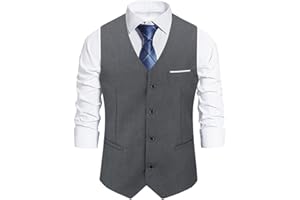 SLIKTAA Hommes Gilet Col V Slim Fit Tweed Gilet sans Manches Vintage Business Formel Mariage Business Waistcoat Style Classique