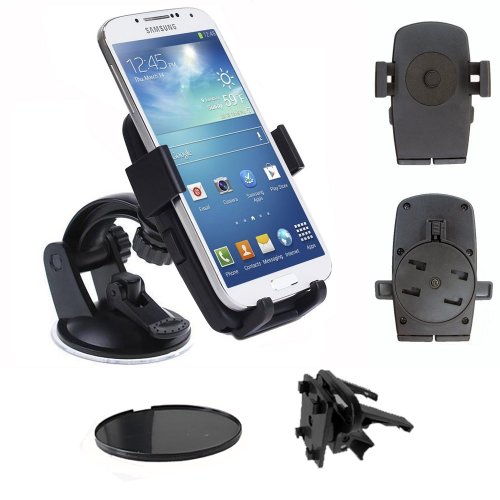 IBROZ - Support Auto Voiture "Easy" Universel Ventouse pour Fixation sur Pare Brise, sur Grille de Ventilation ou sur Tableau de Bord pour smartphones iPhone 3, 4, 4S & 5, Samsung Galaxy S2 & S3 & S4 / HTC / Sony Xperia / Nokia Lumia / LG ...