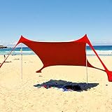 Anclado por la naturaleza: las carpas de playa se anclan utilizando recursos naturales como arena o roca. Es una visera solar liviana, portátil e impermeable que proporciona un lugar para relajarse mientras observa las olas, partidos de fútbol o picnics.