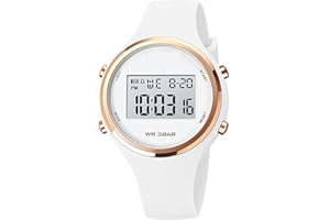 XCZAP Women’s Digital Sports Watch Waterproof LED Display Wristwatch with Alarm, Stopwatch Backlight Lightweight PU Strap, Ideal for Girls, Teens Outdoor Fitness