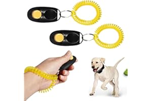 GHEART Clicker de entrenamiento para perros, clicker con correa de mano, clicker de entrenamiento para perros, gatos, caballos, 2 unidades, color negro