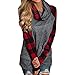 Produktbild Damen Sweatshirt Oversize Pullover Rovinci Frauen Herbst Langarm Kariert Rollkragen Lose T-Shirt Casual Schalkragen Lange Ärmel Bluse Patchwork Langarmshirt Tops Hemd Oberteil Pulli Shirt