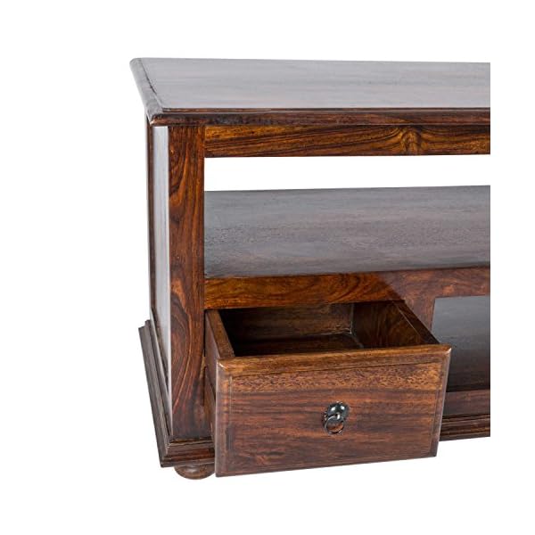 HOMESCAPES TV Media Unit with 2 Drawers 100% Solid Indian Sheesham Hardwood Takhat Furniture Hand Crafted (no veneer) - Image 6