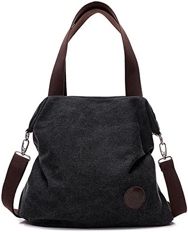 Nlyefa women’s practical and beautiful large capacity canvas handbag shoulder bag black
