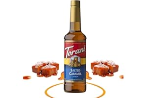 Torani Salted Caramel Coffee Syrup (750ml) - Pure Cane Sugar Coffee Syrups for Lattes, Hot Chocolates, Macchiatos & Dessert Drinks - Sweet & Salty Taste, Vegetarian-Friendly