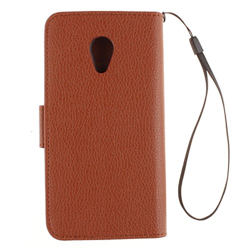 Cozy Hut Motorola Moto G2 Lederhülle,Magnetverschluss Schutzhülle Folio Cover für Motorola Moto G2 Braun Ledertasche im Bookstyle mit Kartenfächer und Standfunktion Hülle Motorola Moto G2 Handy taschen Classic Series Leder Schale [Built-in Card Slots] Brieftasche Etui Schutz Flip Leather Case – Braun - 2